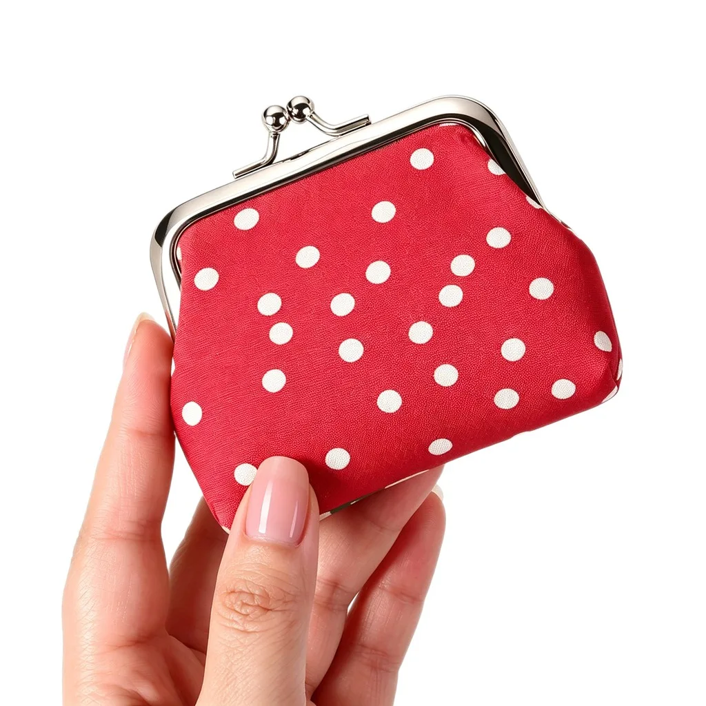 Women'S Coin Purse Fresh Hasp Clutch Bag Cash Storage Pouch Mini Polka Dot Coin Purse For Daily Use Small Personal Accessories