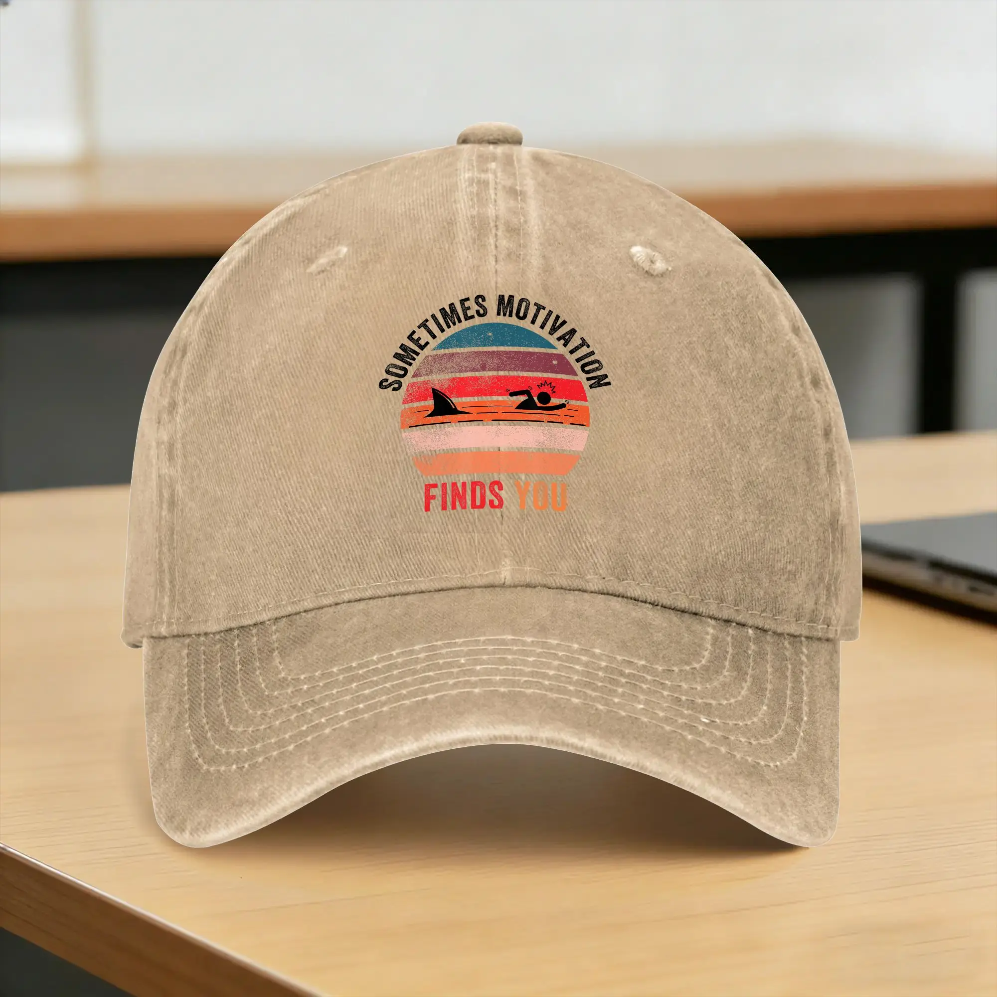 Funny Motivation Shark Quote Sometimes Motivation Finds You Washed Baseball Cap  y2k Funny Sun Hip Hop Hats Gym Baseball Caps