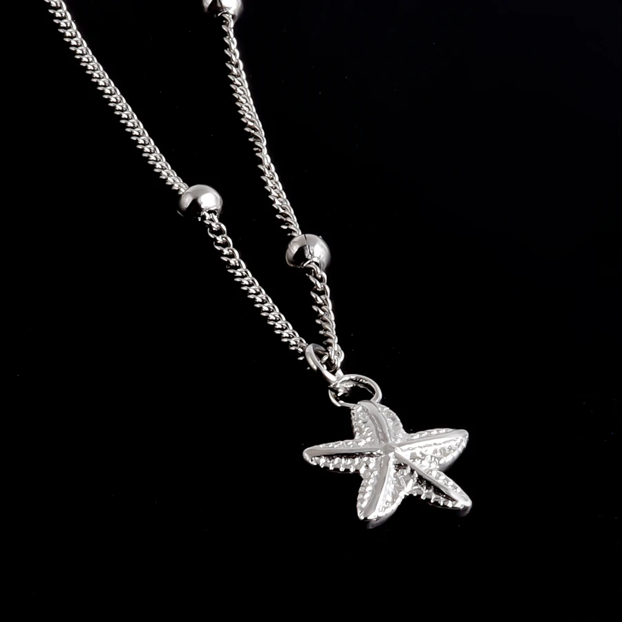 Strand-Meerestier-Halskette, Perlen-Choker aus Edelstahl, Schildkröte, Seestern, blau, öltropfend, Fisch-Halskette für Damen und Herren, Schmuckgeschenk – Detail 5