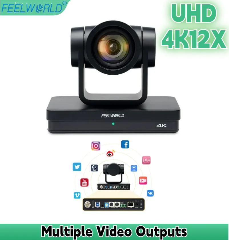 

FEELWORLD UHD4K12X Multiple Video Outputs USB POE 12X Optical Zoom Autofocus SDI HDMI IP 4K@30FPS 4K PTZ Camera