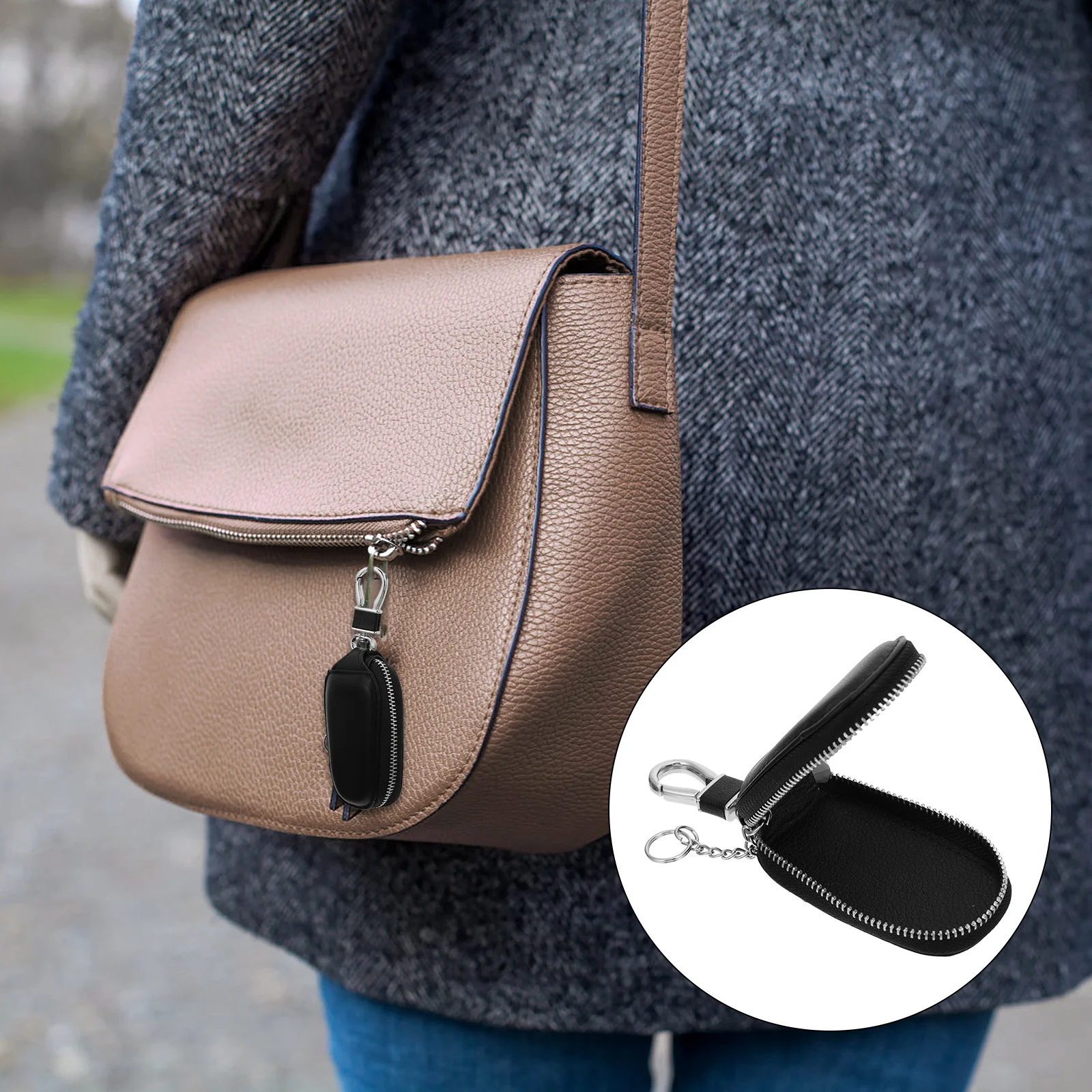 

1 pc Zipper Car Bag Zinc Alloy Storage Case Key Organizer For Car Keys Portable Key Holder Abrasion Resistant