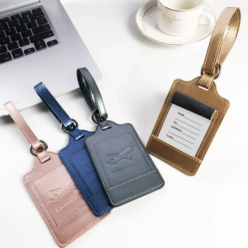 Cute Luggage Tag  Aircraft Boarding Pass Tag Creative Suitcase Hangtag Check-in Leather PU Voyage Airplane Travel Accessories