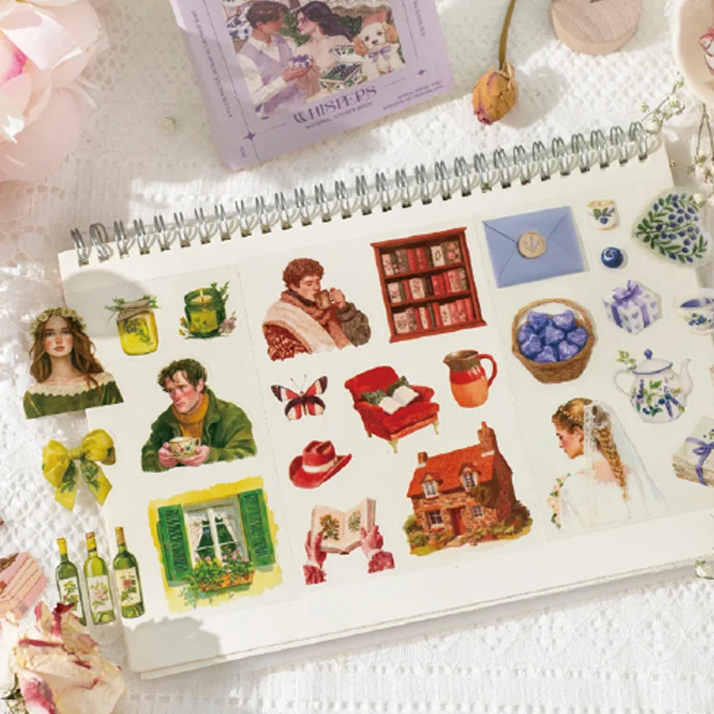 رومانسية زوجين ملصق حزمة 10 ورقة / حقيبة سجل القصاصات القرطاسية DIY مجلة جراب هاتف دفتر الديكور #4