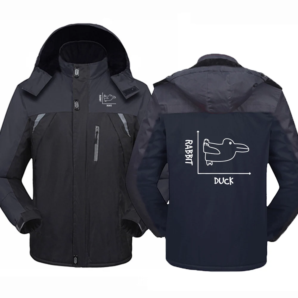 Canard lapin amusant mathématiques 2025 automne et hiver cadeau d'anniversaire hommes épaissir chaud coupe-vent veste à capuche manteau confortable