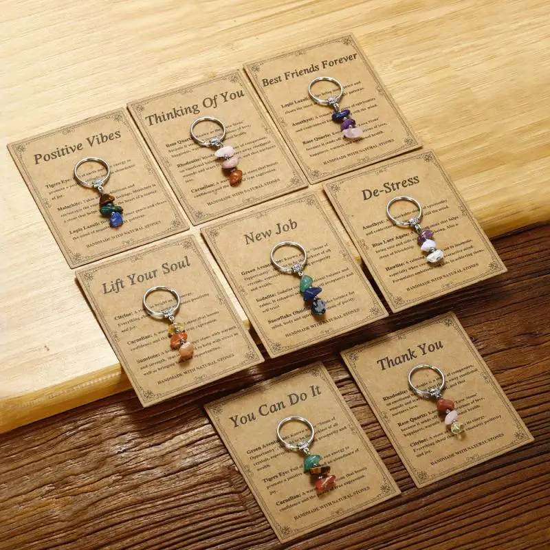 One Piece Handcrafted Red Agate Card combination Keyring; Latest Natural Pebble Bead Strung Keychain Presents.