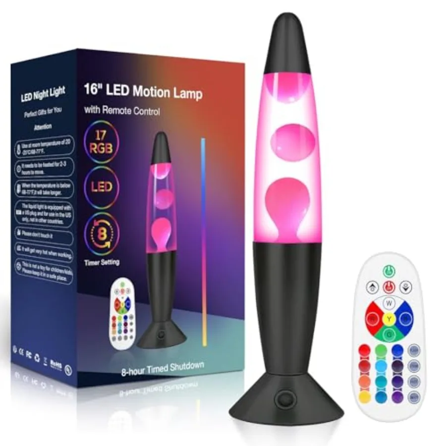 

17 LED Colors Changg Magma Motion Lamp " Black Liquid Light for Livg Room Office Bedroom Remote Night Light for Adults Bedside