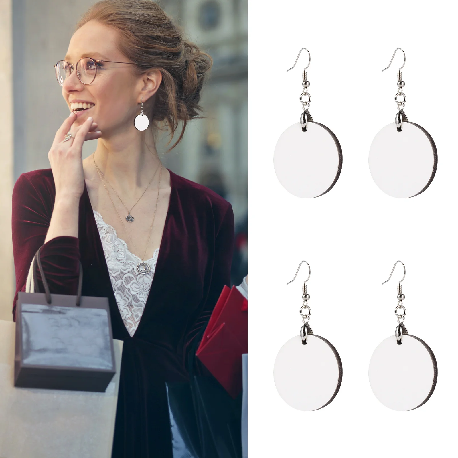 10Pairs الأقراط المستديرة قلادة سحر DIY DIY صنع المجوهرات المعلقات خفيفة الوزن مريحة اليدوية سحر الأذن #2