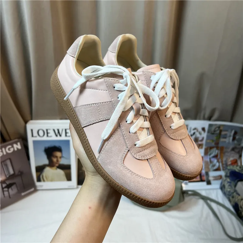 siyueyujie Size 35-40 Real Leather Women Casual Sneakers Breath Tennis Athletic Flats Shoes Low Heels Lace-Up Spring Hike Shoes