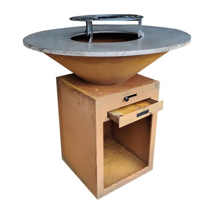 Corten Steel Outdoor Camping  BBQ Fire Pit Commercial Charcoal BBQ Grill