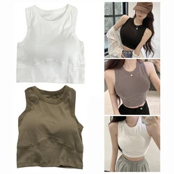 Camisole with Chest Pad Cropped Top Women Vest Tops Sport Bra Seamless Underwear Sexy Push Up Tops Female