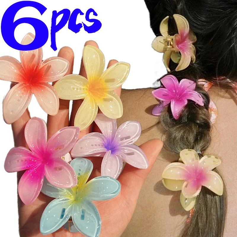 1/6Pcs Egg Flower Hair Clips Updated Duck Bill Clip Women 4/7cm Beach Vacation Bohemia Bangs Side Hair Claw Girls Hair Accessory