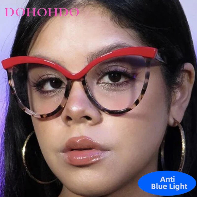 

Vintage Luxury Designer Cat Eye Big Frame TR90 Blue Light Optical Glasses For Men Women Computer Glasses For Gaming Lentes Очки
