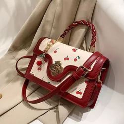 Exquisite Small Bags Women New Fashion Versatile Messenger Bag Sweet Cherry Square Chains Crossbody Bags Wallet  Purse