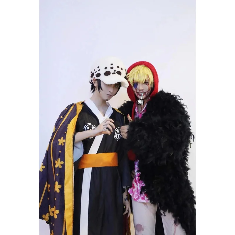 HN8 أنيمي قطعة القراصنة تأثيري ازياء Trafalgar D قانون المياه أقراط قبعة البشكير كيمونو دعوى كرنفال حفلة وانو البلد 8...Gf