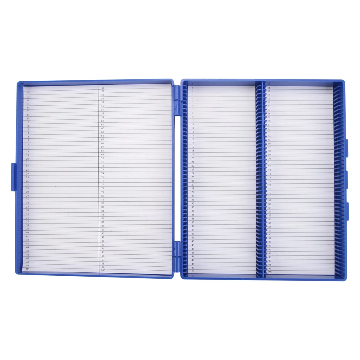 Caja de microscopio de diapositivas de microslide con capacidad rectangular de plástico azul real 100