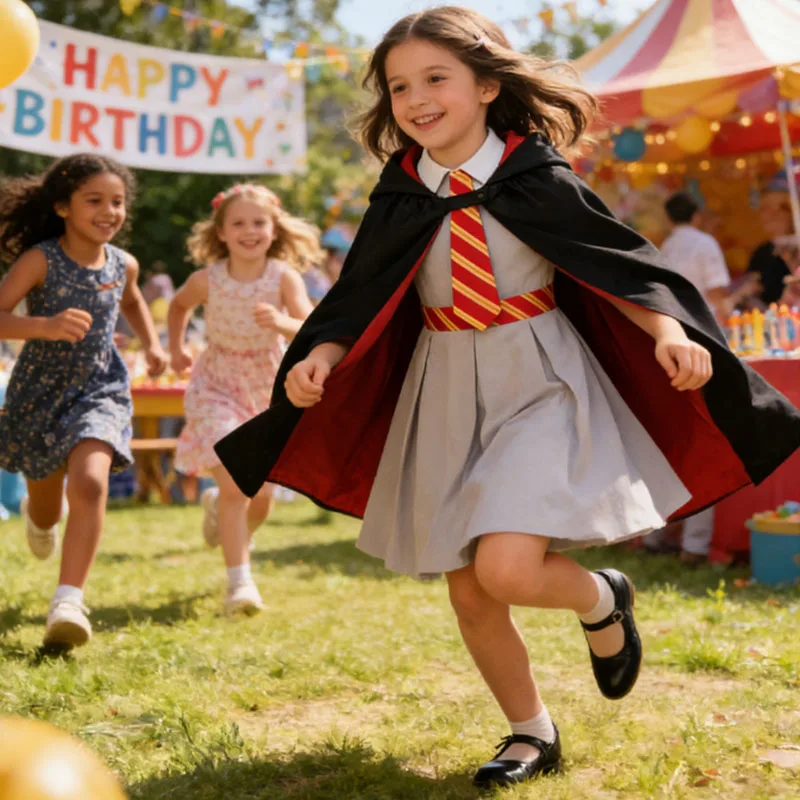 

Girls New Movie Cosplay Dress Cloak Costume School Girls Wizard Cosplay Costume Carnival Party Dress Children Kids Clothing Vest