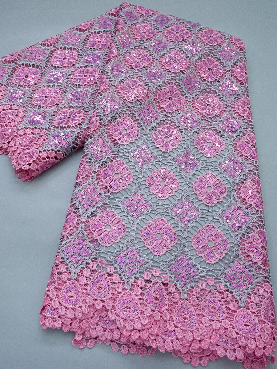 

Nigerian Guipure Lace Fabrics Latest 2026 African Water Soluble Lace Embroidered Evening Dresses For Women Sewing, 5yards 4813