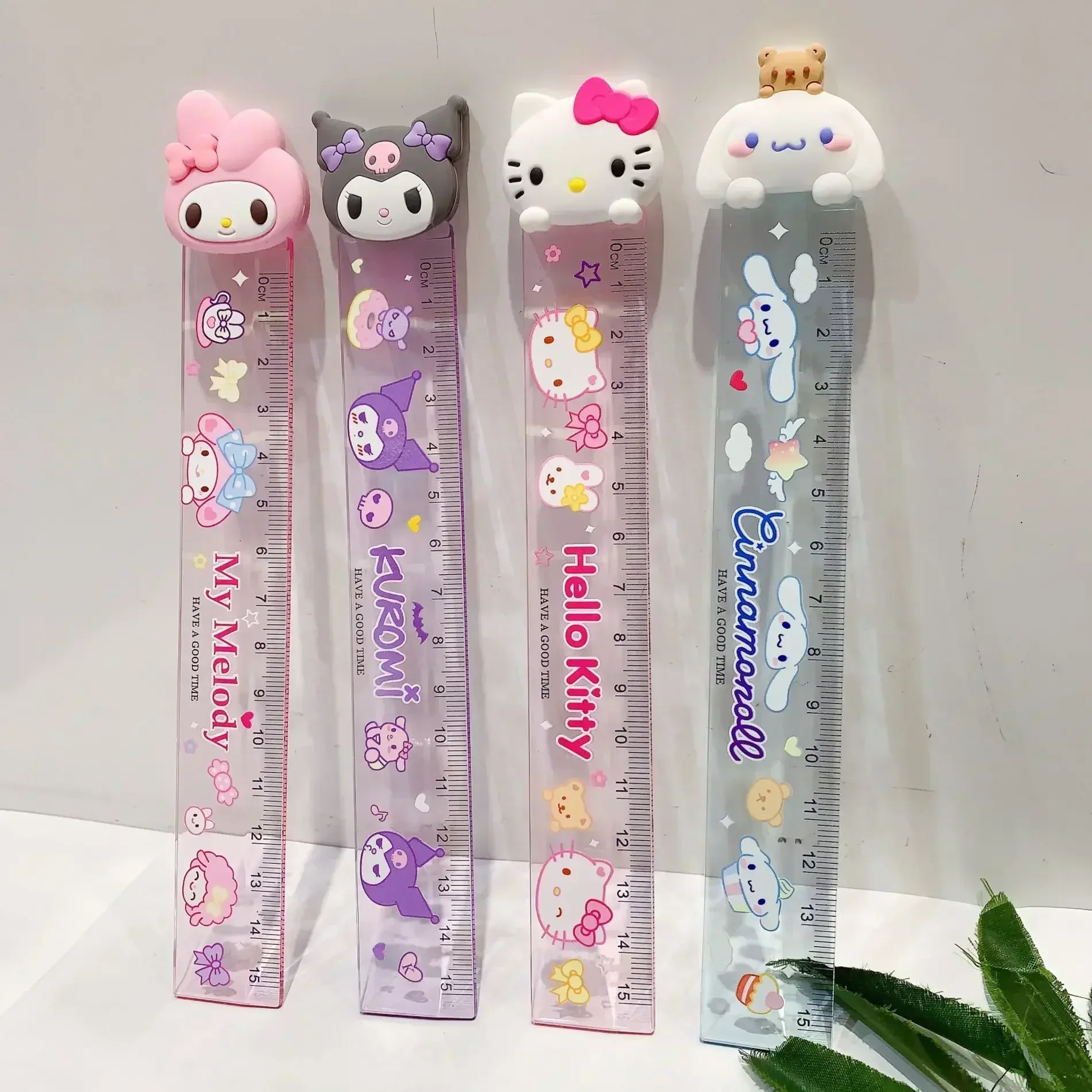 Random1-8pcs Sanrio Ruler Kawaii Hello Kitty Kuromi My Melody Cinnamoroll Cartoon Children Students 15cm Ruler Stationery Gift