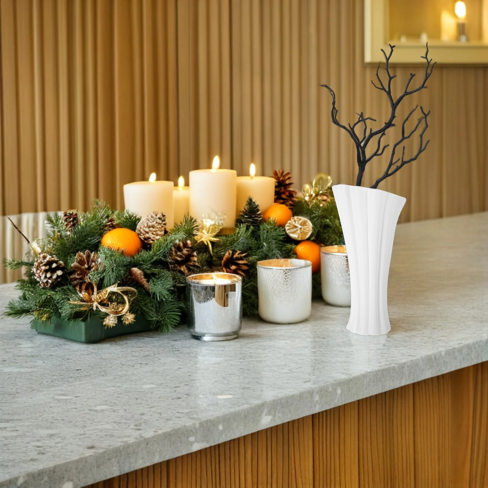 

4pcs Artificial Antler Tree Branches Plastic Decorative Fake Branches for Home Office Vase DIY Headbands Simulation Stem Props