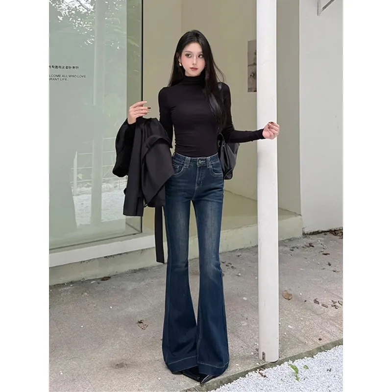 

Extended 175 Tall American Denim Micro-pull Pants Women's 2026 Spring Medium and Low Waist Elastic and Thin Horseshoe Trousers