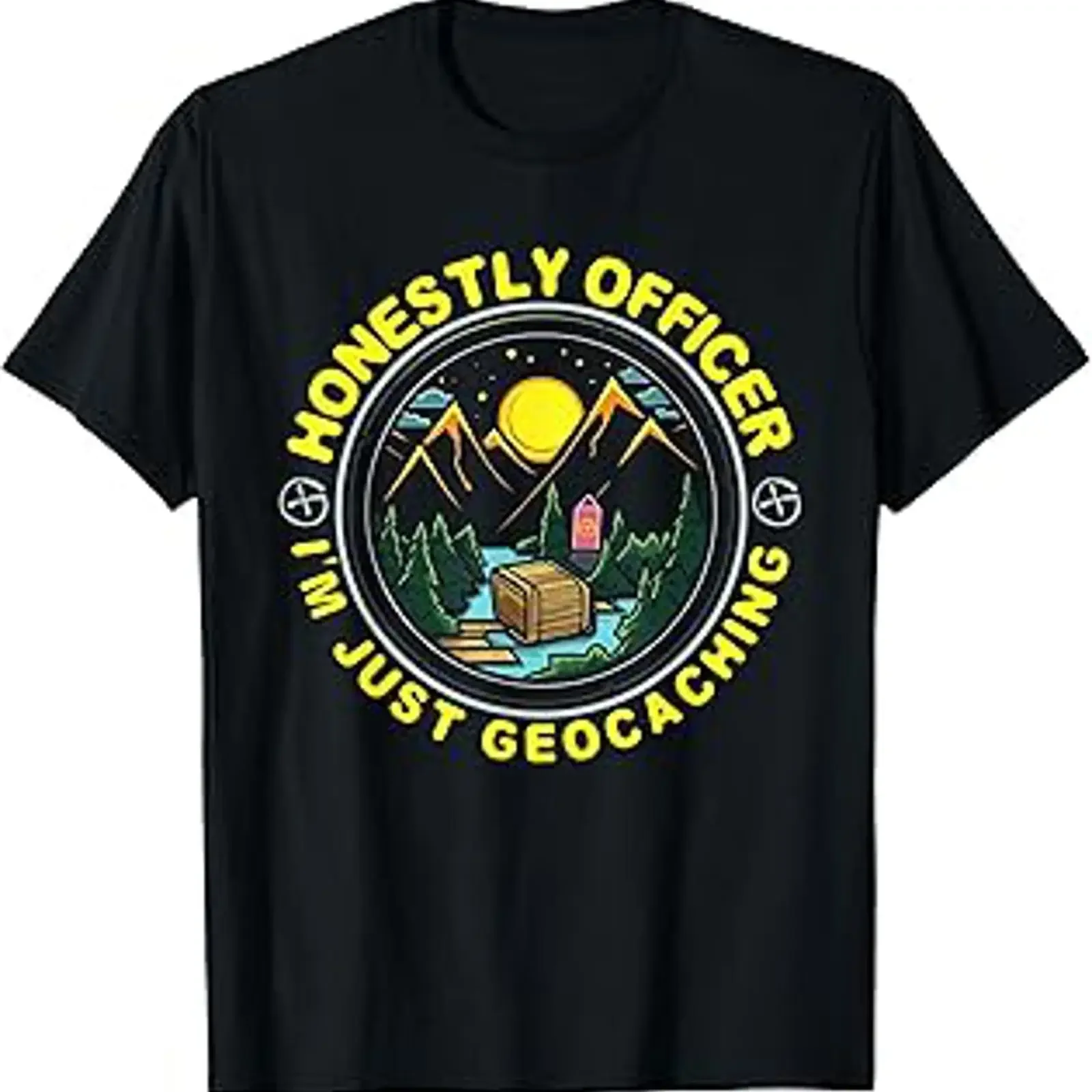 Honestly Officer I'm Just Geocaching Map Reading Geocache T Shirt vintage Washed Versatile streetwear Soft homme Stylish Casual