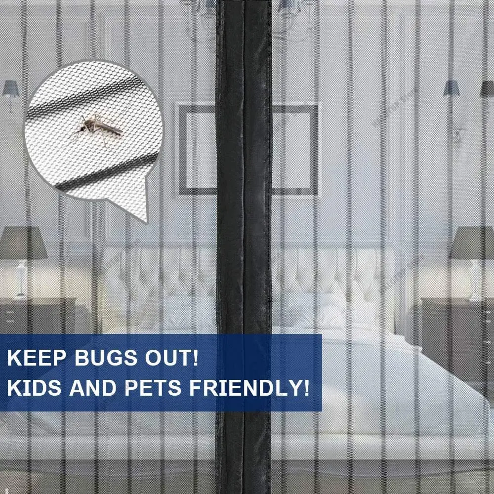 Magnetic Door Screen Custom Size Mosquito Net Curtain Fly Insect Automatic Closing Invisible Mesh for Kitchen Indoor Living Room