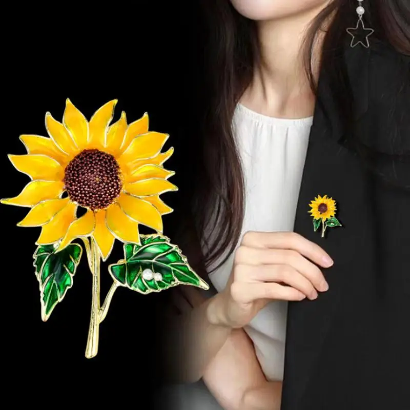 Stylish Unique Sunflower Brooch For Women Elegant Flower Corsage Wedding Party Daily Clothing Jewelry Accessories Gift