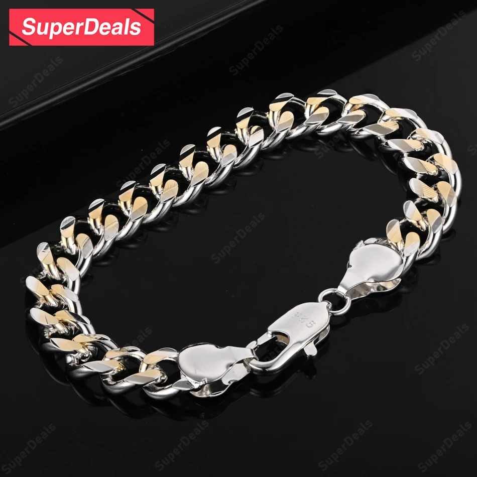 

SuperDeals 925 Sterling Silver Cuban Chain Bracelet Women Wedding Fashion Beautiful Jewelry Holiday Party High Quality Gift