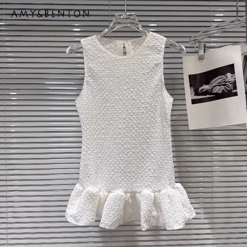 

Foreign Style Sweet Three-dimensional Skirt Design Women's Vest 2026 Summer New White Fashion Temperament Versatile Vests Ladies