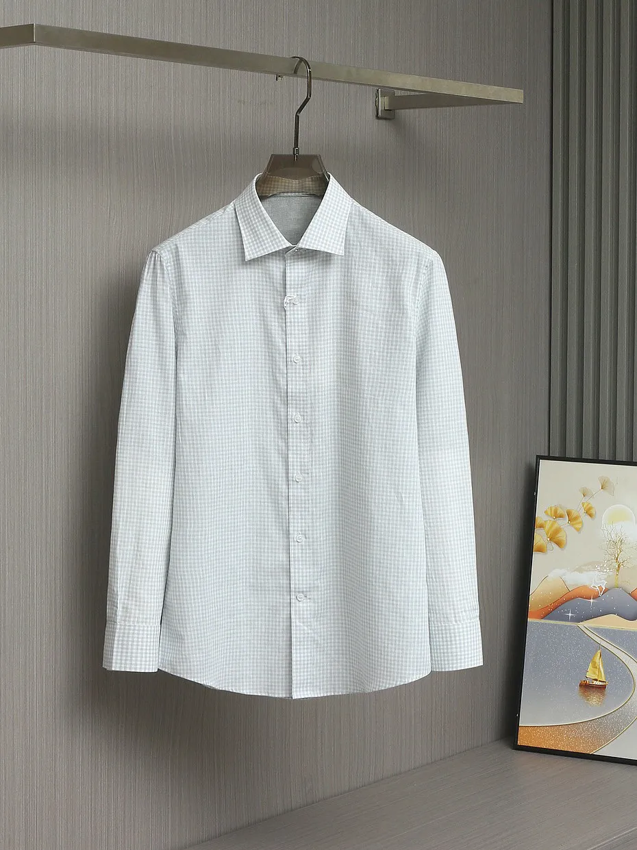 BC version of the old money style summer 100% linen long-sleeved shirt men's casual top shirt