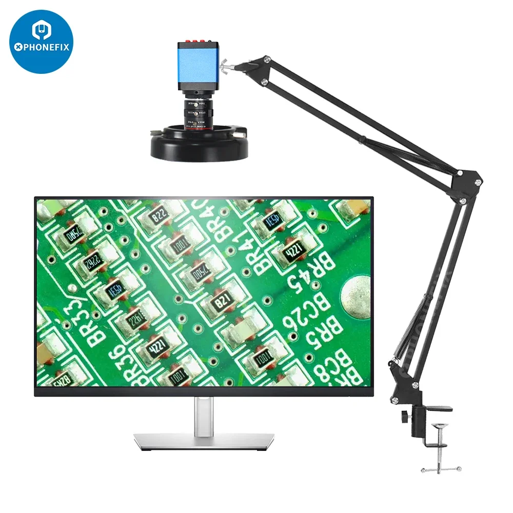 1080p HDMI VGA Video Microscope Camera with Security Lens for Digital Image Acquisition Industry Cantilever Stand Surveillance