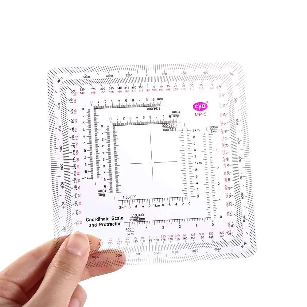 Square Ruler MP-5 Topographical Coordinate Scale Protractor Map Protractor Land Navigation Protractor Measuring Ruler