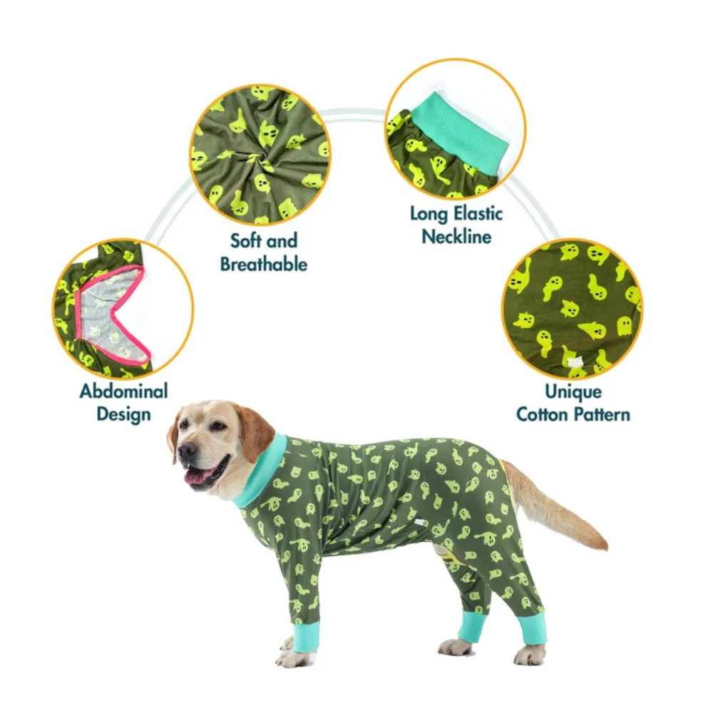 Pet 4 Leg Long Sleeve Pajamas Recovery Onesie For Anti Licking Wound Care Dogs Comfortable Anti-UV Onesie Jumpsuit Jammies