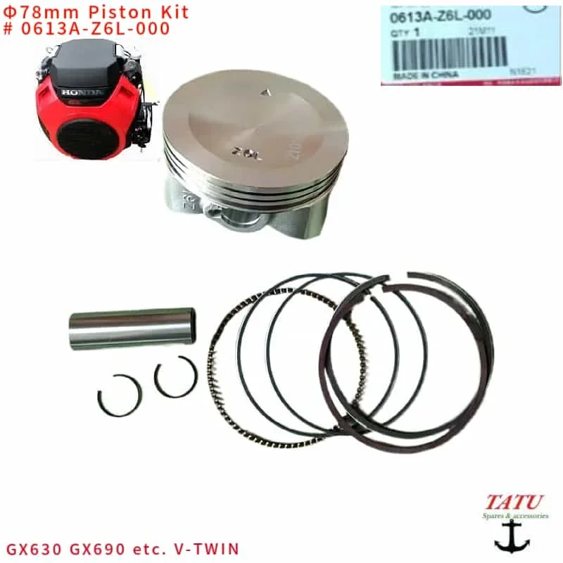 GX630 PISTON KIT 78MM 0613A-Z6L-000 FOR HONDA GX690 24HP VTWIN 10KW SHT/SH/ET/E* 11000 11500 12000 RINGS SET PIN CLIPS ASSEMBLY