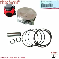 GX630 PISTON KIT 78MM 0613A-Z6L-000 FOR HONDA GX690 24HP VTWIN 10KW SHT/SH/ET/E* 11000 11500 12000 RINGS SET PIN CLIPS ASSEMBLY