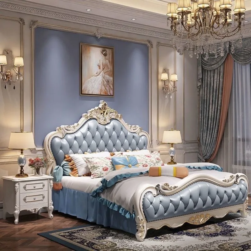 

Princess Beauty Bed Castle Floor Design Leather Girls Bedroom Bed King Size Luxury Letto Matrimoniale Lounge Suite Furniture