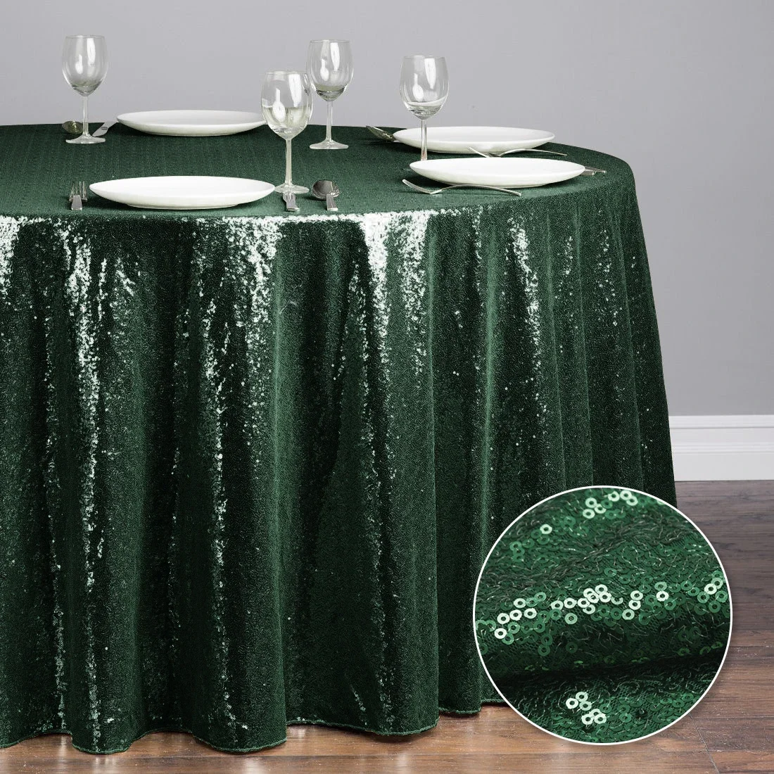 Glitter Sequin Tablecloth Shiny Round Table Cloth Patchwork Silver Tablecloth for Wedding Party Birthday Home Banquet Decoration