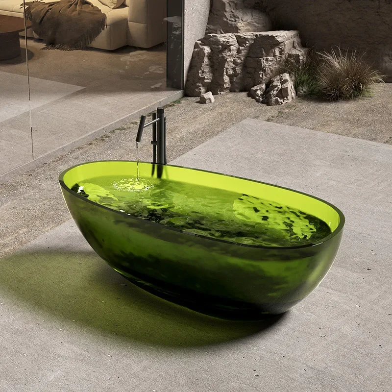B & B transparent bathtub colored crystal thin edge bath tub