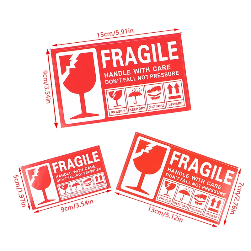 100Pcs Fragile Warning Label Sticker Hazard Warning Sign Handle With Care Keep Express Label Adhesive Logistics Accessories
