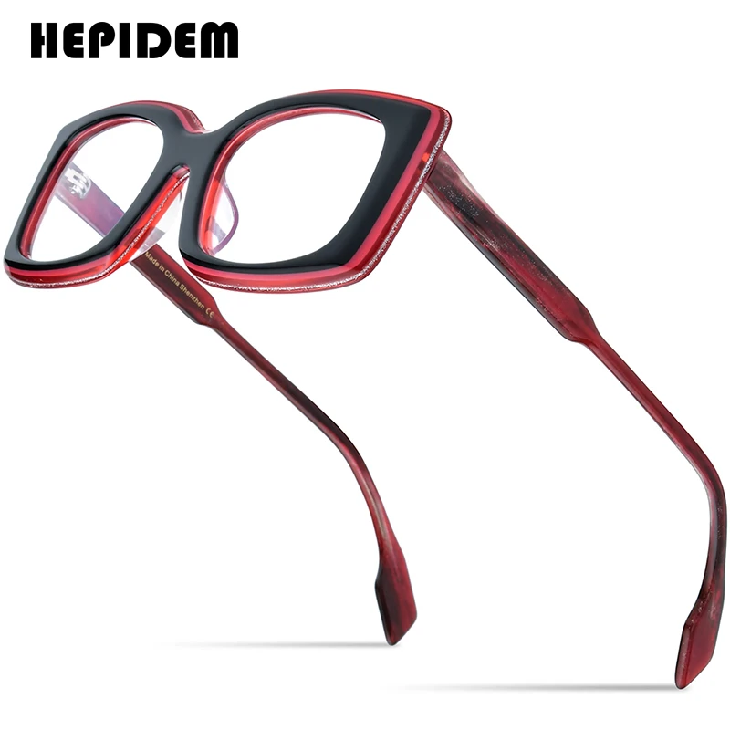 HEPIDEM Powder Acetate Glasses Frame Men Vintage Retro Square Eyeglasses Women Spectacles Eyewear 9316