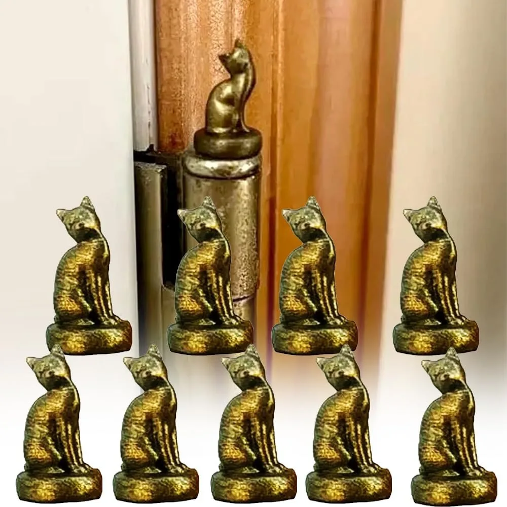 9PCS/set Hinge Heads Cat Magnetic Resin Cat Gargoyle Door Hinge Pin Heads Little Kittens Figurines Door Hinge Magnet Topper