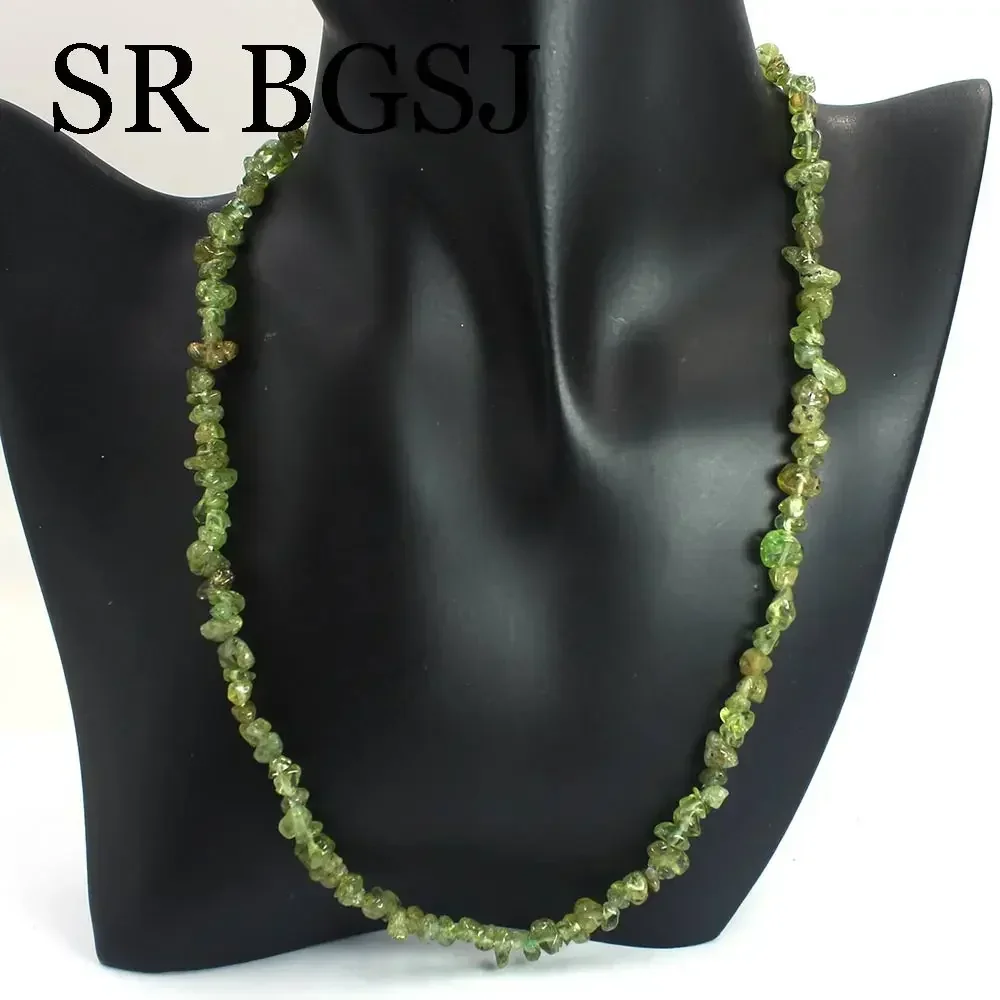 6-8mm 17-21 polegadas na moda natural peridot gemas chips pedra para jóias de casamento boêmio gargantilhas colar