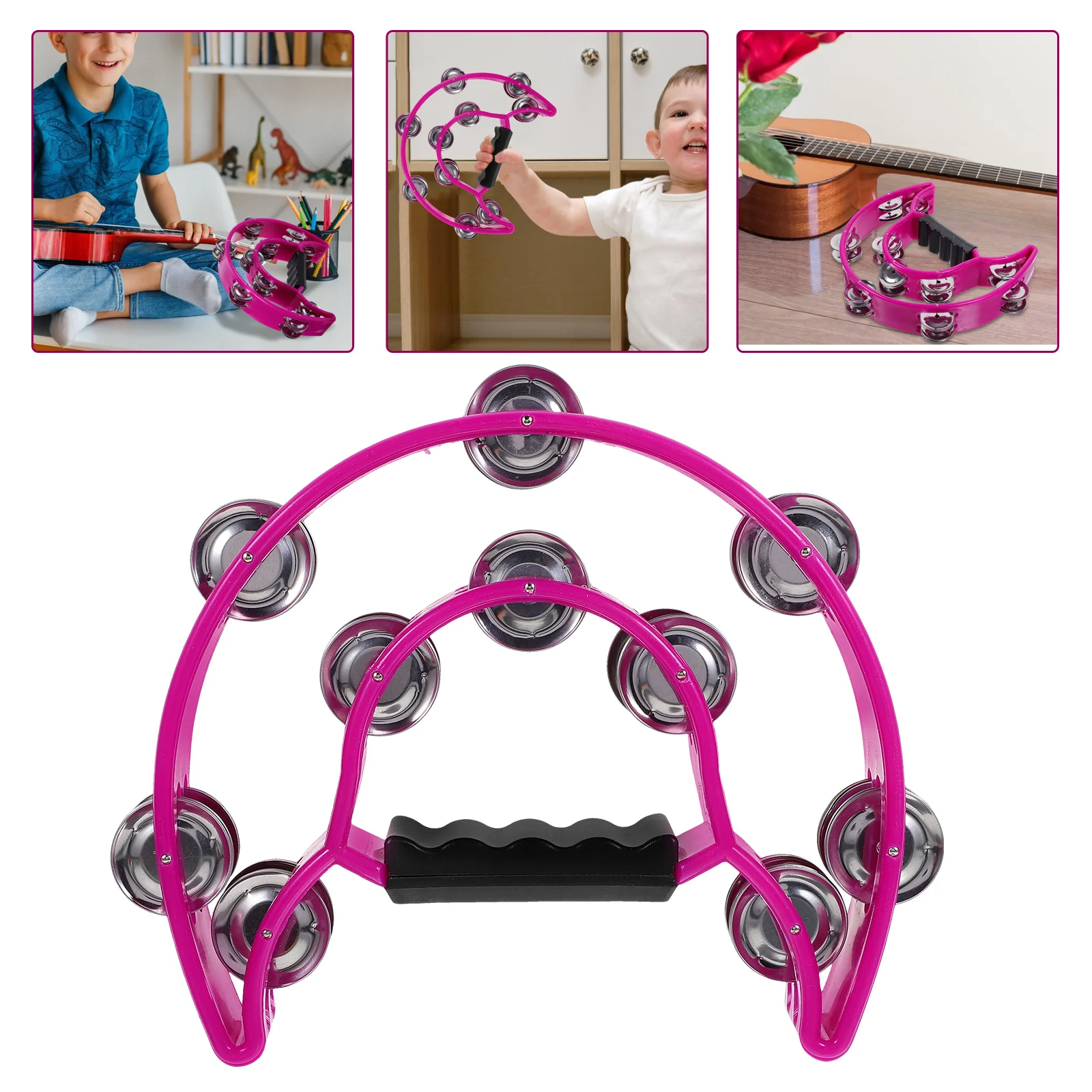 Hand Crank Handheld Tambourine Parties Noise Maker Percussion Instrument Iron Teens Toys Musical Tambourines for Adults