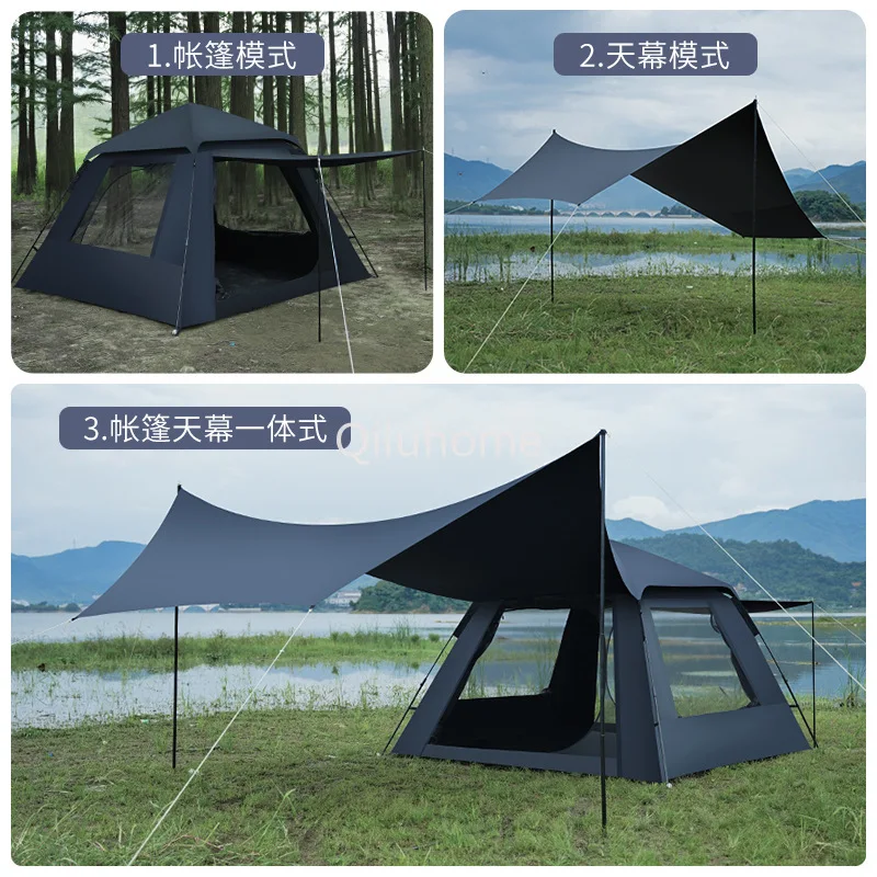 Tent Outdoor Canopy Folding Two-in-One Portable Integrated Vinyl Sun Protective Camping Thickened Rainproof Equipment