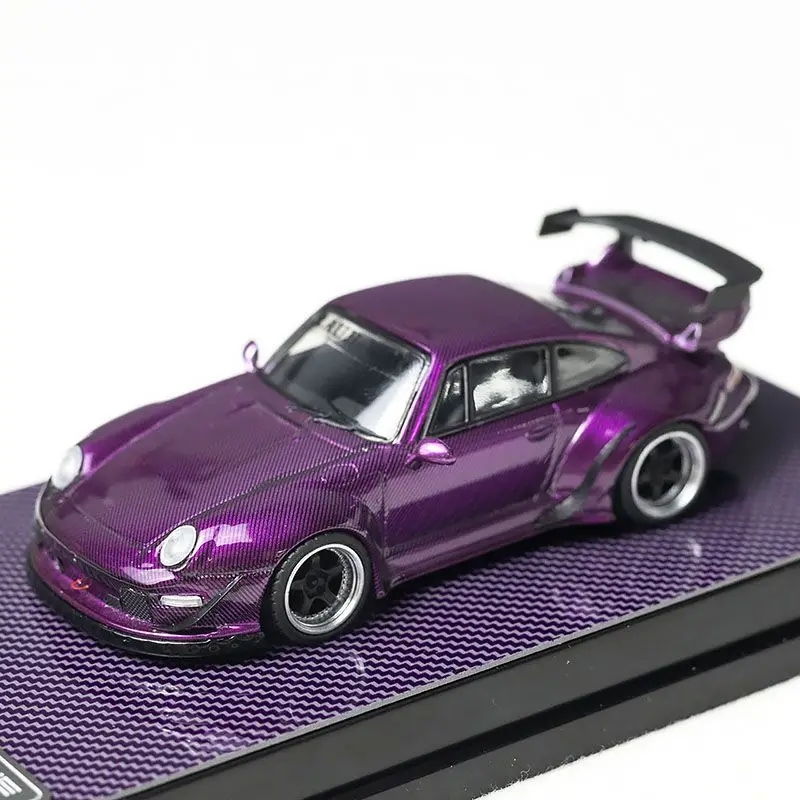 FLAME 1/64 RWB 993 964 Lila Kohlefaserlegierung Kraftfahrzeug Spielzeug Druckguss Metall Modellsammlung Weihnachtsgeschenke für Jungen