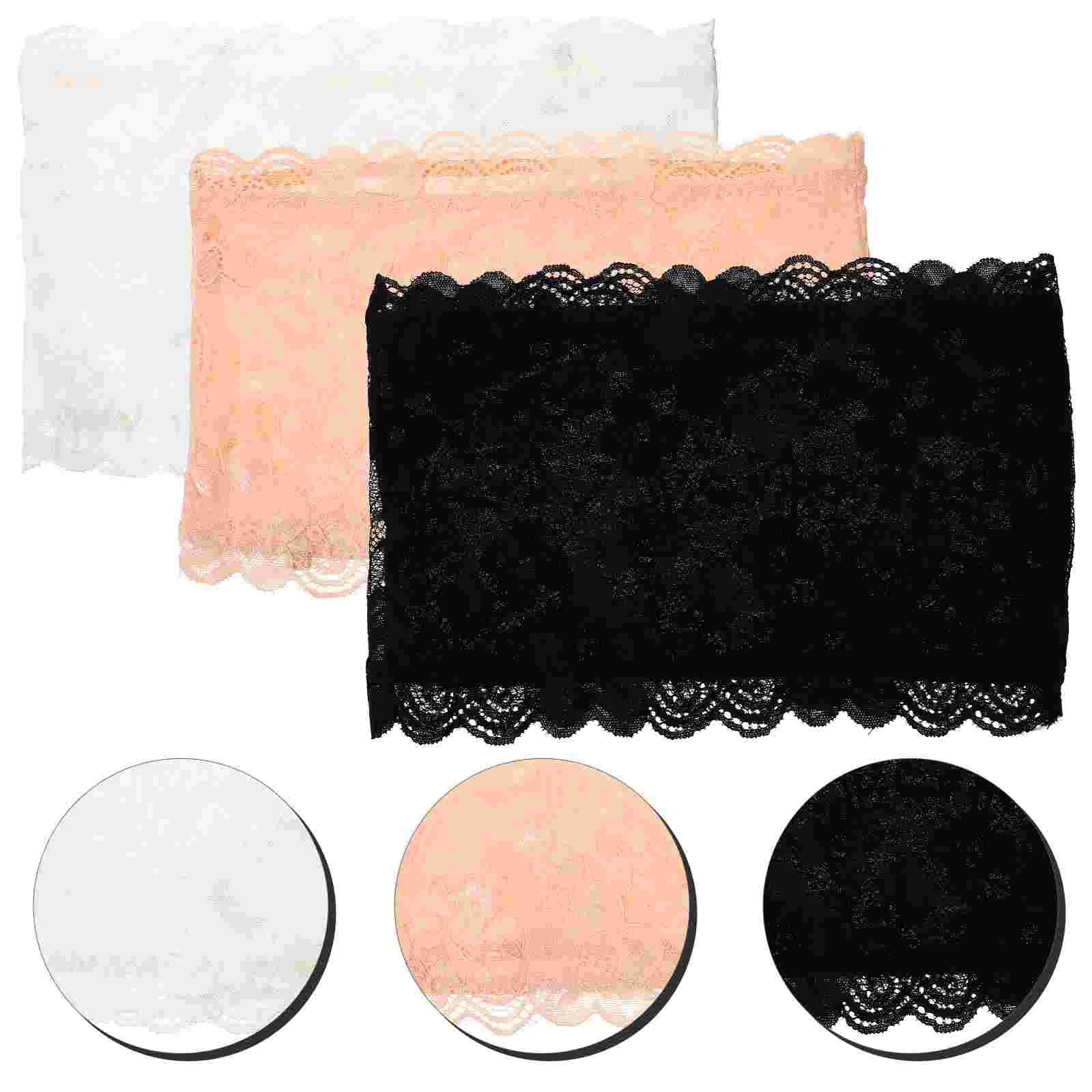 

3 Pcs Bust Size Bandeau Tube Elastic Top Towel Strapless Padded Women's Tops