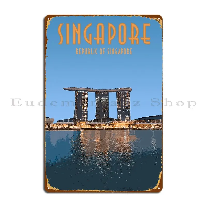 Singapore Sticker Singapore Travel Sticker Metal Sign Wall Mural Personalized Cinema Wall Decor Club Tin Sign Poster