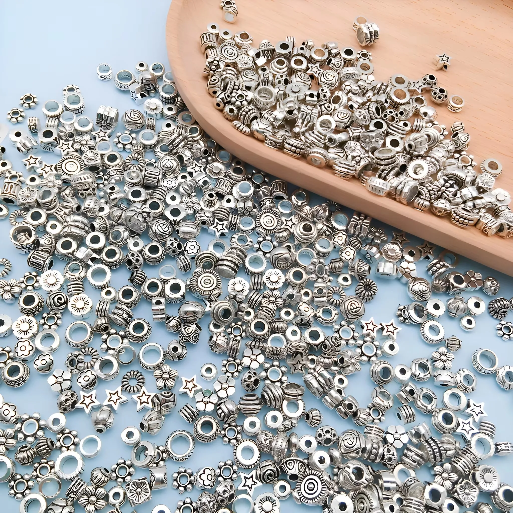 Randomly Mix 23/30pcs Metal Beads Antique Silvery Tube Beads Zinc Alloy Spacer Loose Beads For Diy Bracelet Jewelry Making