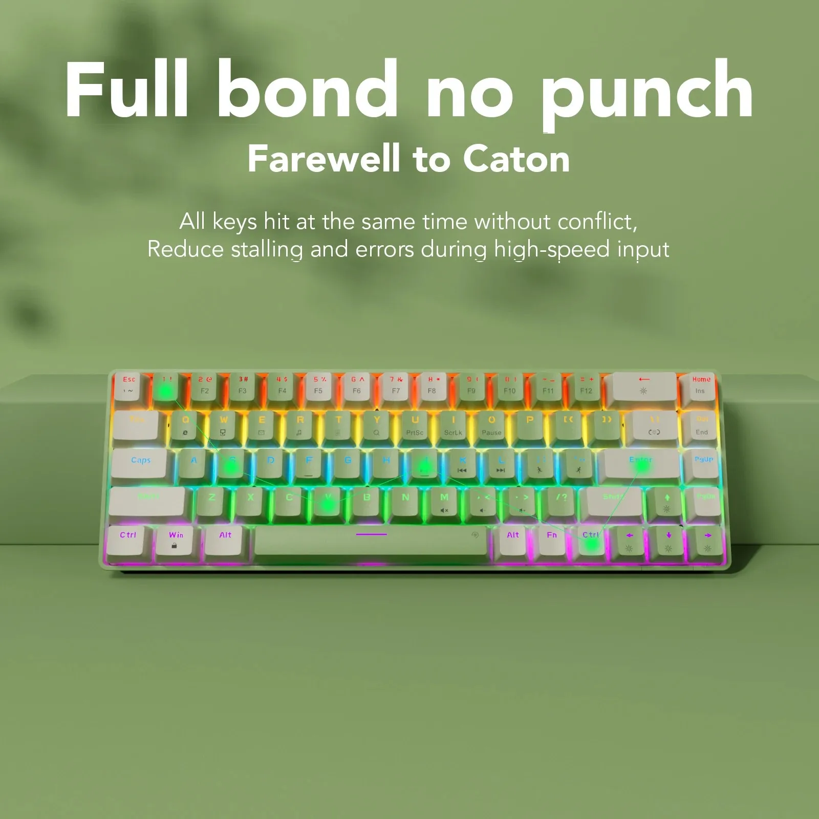 

Compact Wired Gaming Mechanical Keyboard 68-Key Hot-Swappable 65% Layout LED Backlight OEM Keycaps Support for PC