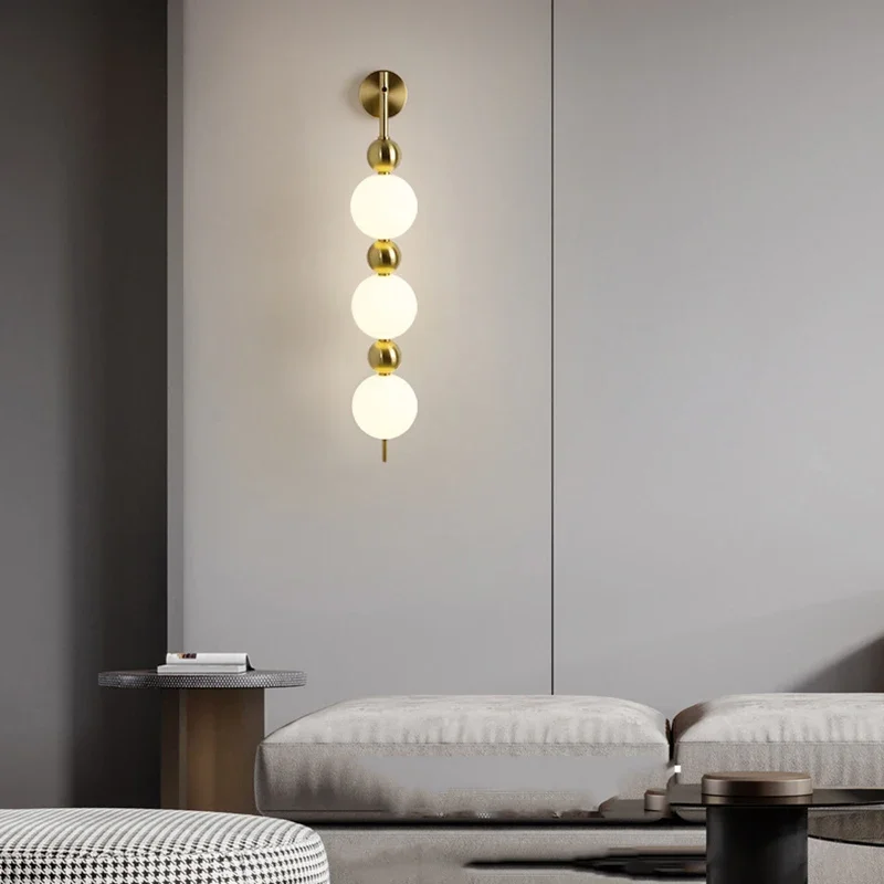 Modern Minimalist Milk White Gourd Lamps Living Room Background Wall Lamping Hallway Bedroom Bedside Wall Lamp